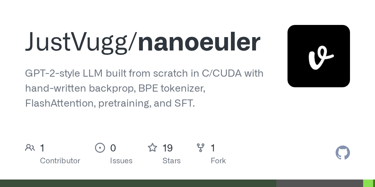 파이토치 없이 순수 C/CUDA로 GPT-2를 밑바닥부터, 'NanoEuler'