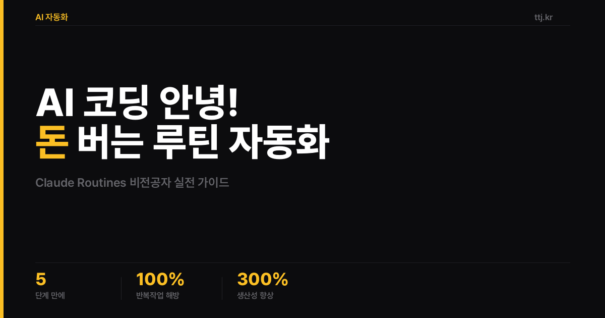AI 코딩 반복작업, 이제 안녕! Claude Code 'Routines'로 '돈 버는 코딩 루틴' 자동화 5단계 (비전공자 실전 가이드)