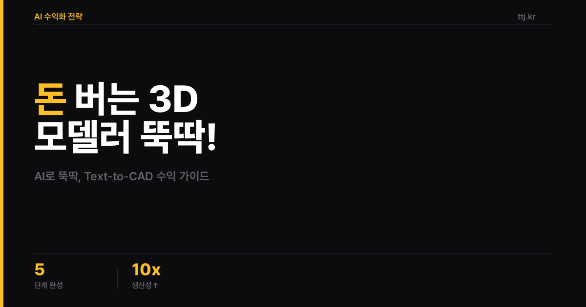 비전공자도 AI로 '돈 버는 3D 모델러' 뚝딱! Text-to-CAD로 수익 만드는 5단계 실전 가이드