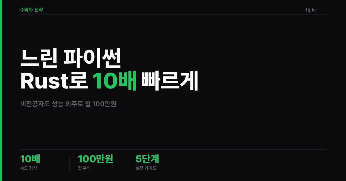 느려서 버려진 파이썬 코드를 AI로 'Rust 변환'해 속도 10배! 비전공자도 '성능 최적화 외주'로 월 100만원 버는 5단계 실전 가이드