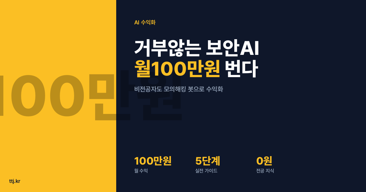 "거부하지 않는 보안 AI"로 의뢰비 받는다! 비전공자도 모의해킹 점검 봇 만들어 월 100만원 버는 5단계 실전 가이드