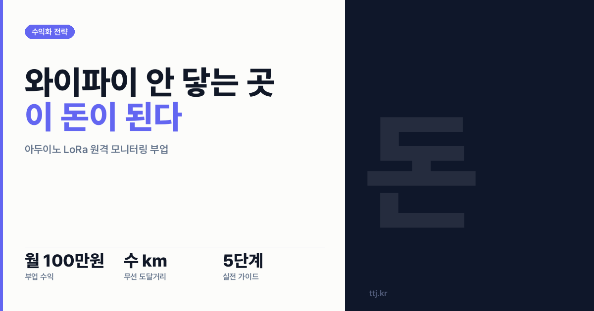 "와이파이 안 닿는 곳이 돈이 된다" — 비전공자도 아두이노 LoRa로 수 km 밖 농장·양식장 원격 모니터링 시스템 만들어 월 100만원 버는 5단계 실전 가이드